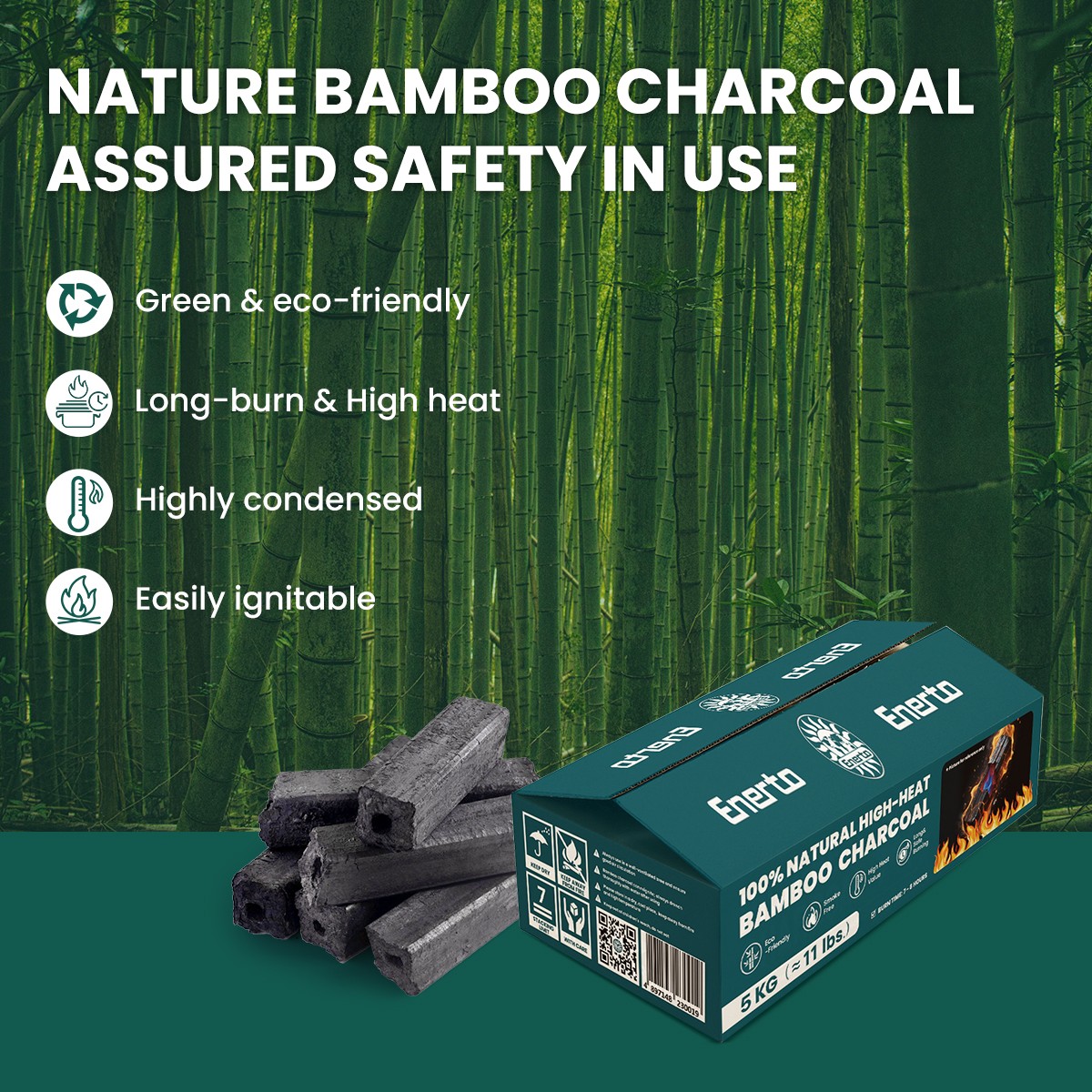 100%natural high-heat bamboo charcoal 5kg（≈11lbs.）