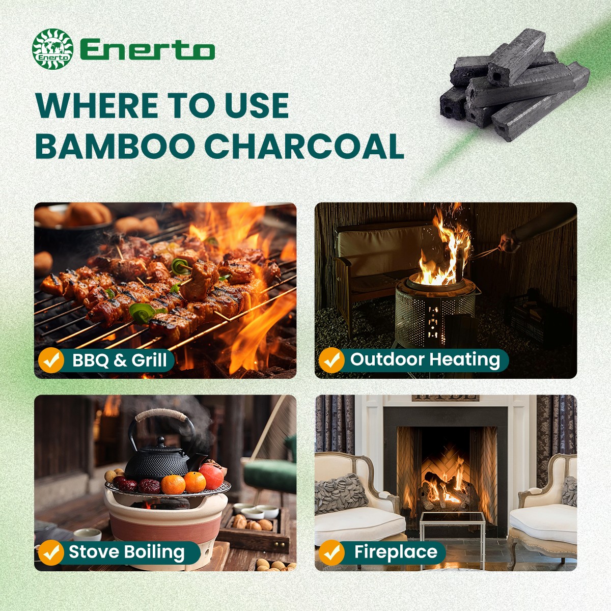 100%natural high-heat bamboo charcoal 10kg（≈22lbs.）