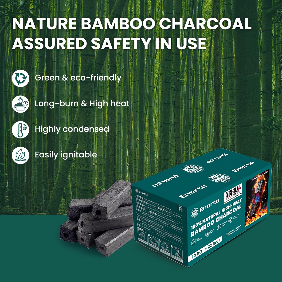 100%natural high-heat bamboo charcoal 10kg（≈22lbs.）