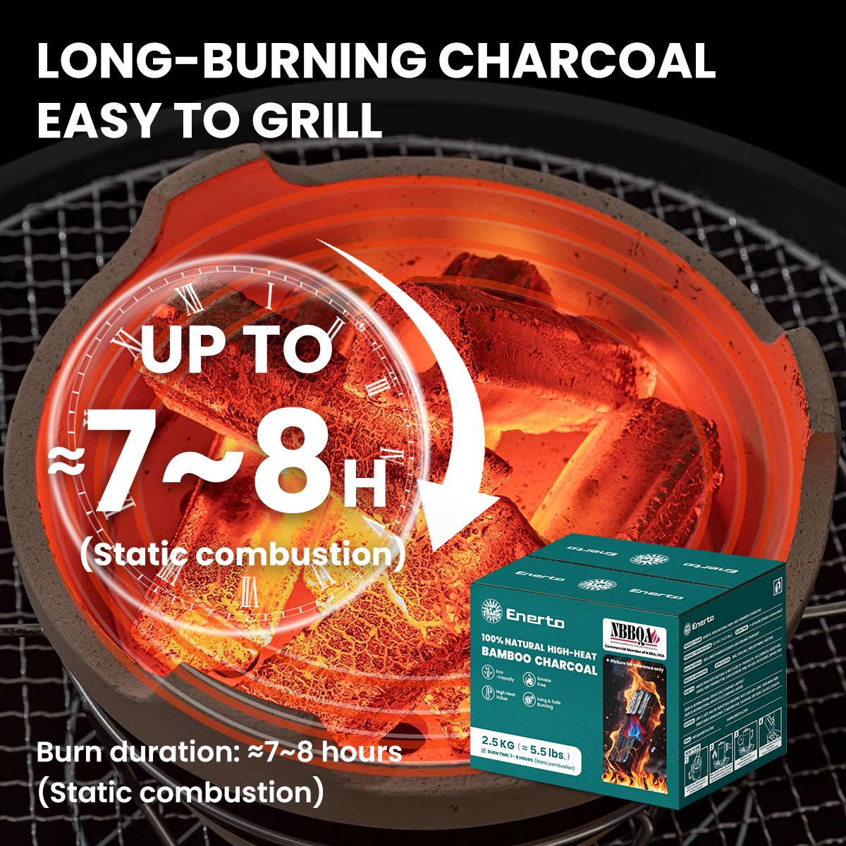 100%natural high-heat bamboo charcoal 2.5kg（≈5.5lbs.）