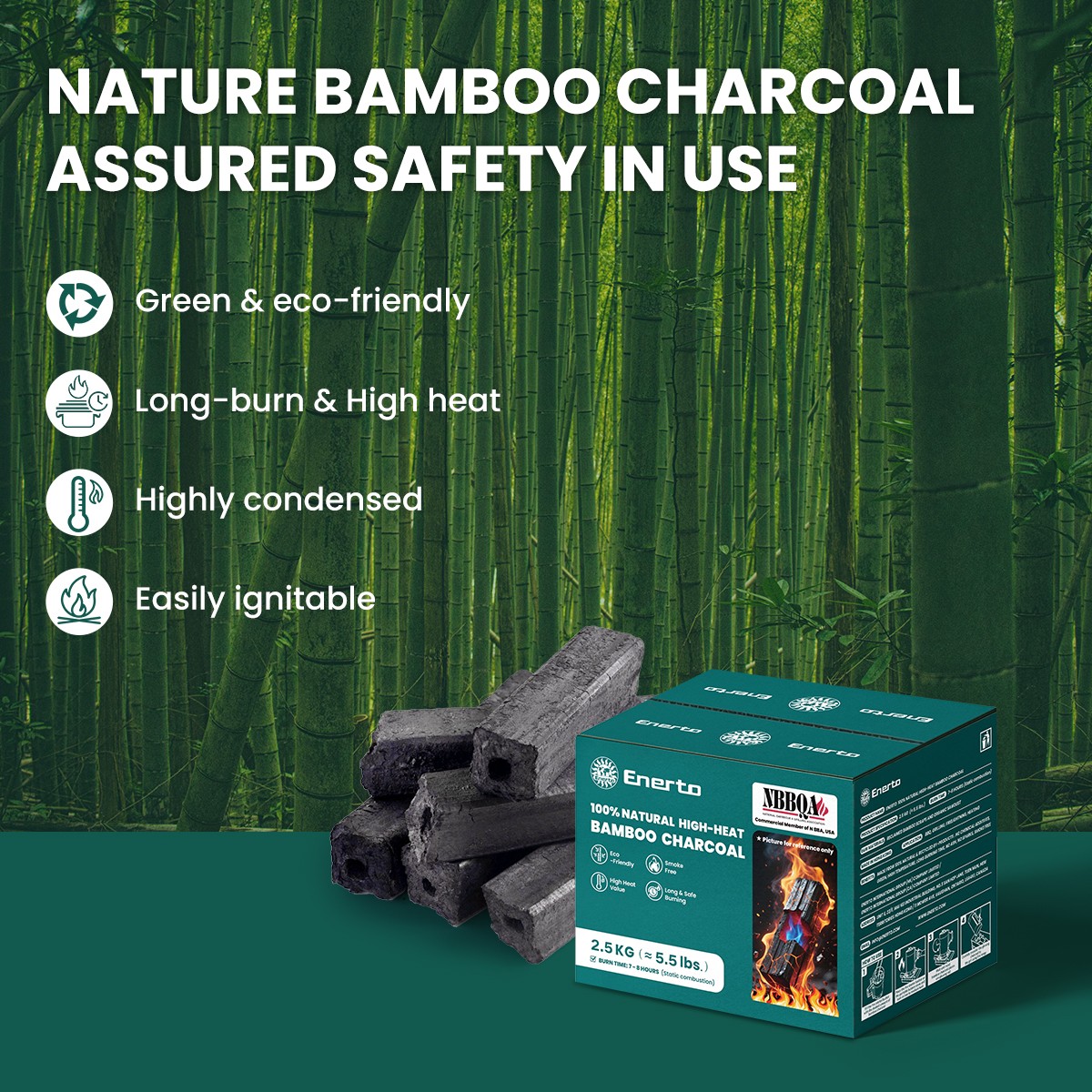 100%natural high-heat bamboo charcoal 2.5kg（≈5.5lbs.）